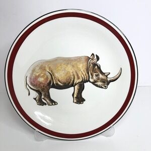Mottahedeh‎ 9.75" Dinner Plate Safari Rhino Rhinoceros Italy Lightweight EUC
